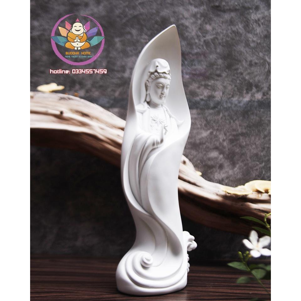 Tượng Mẹ Quan Âm cao 46cm màu trắng sứ ngà trang trí nội thất nhà cửa- phong thủy- thờ cúng