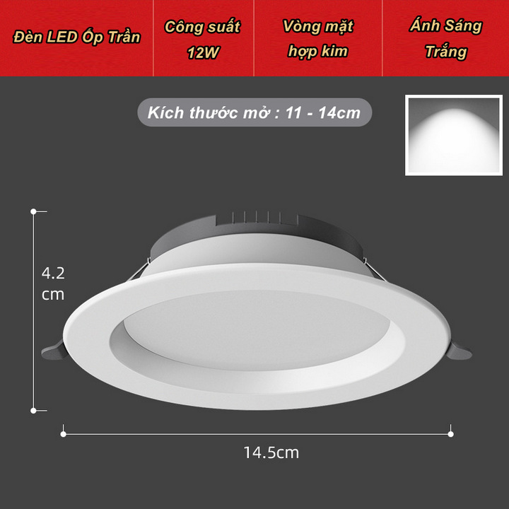 Đèn LED Âm Trần Thạch Cao Sảnh Showroom 12W 6000K - Home and Garden