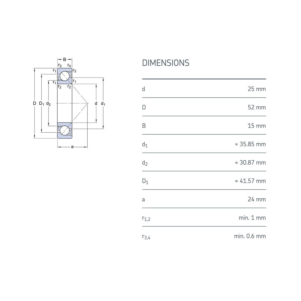 Vòng bi bạc đạn 7205 BEP SKF chính hãng - Vòng bi đỡ chặn - Vòng bi tiếp xúc góc 1 dãy