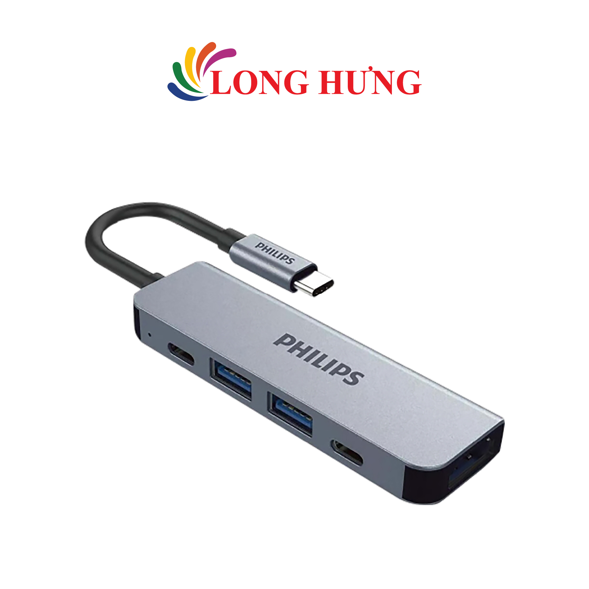 Cổng chuyển đổi Philips 5-in-1 Multifunction Adapter USB-C to HDTV SWV6115G/67 - Hàng chính hãng