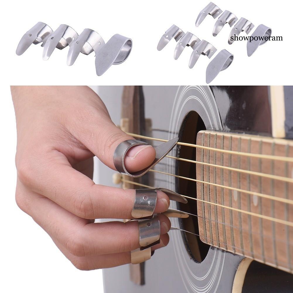 1 Ngón Tay Cái Với 3 Đầu Ngón Tay Bằng Kim Loại Cho Guitar Ukulele Ukulele