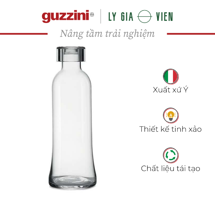 Bình Thuỷ Tinh Guzzini Glass Bottle 1L - Thiết Kế Ý của Ettore Sottsass - Món Quà Độc Đáo &amp; Phong Cách