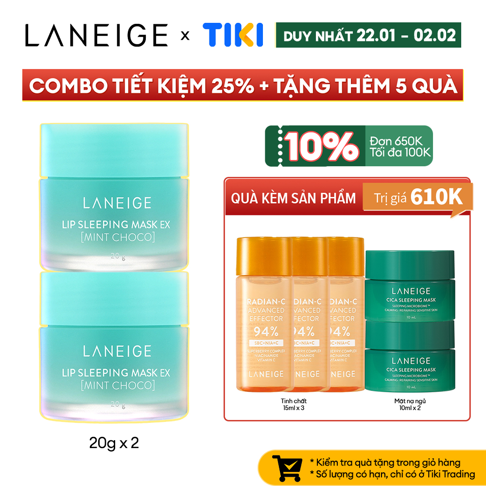 Bộ Mặt Nạ Ngủ Dưỡng Môi Laneige Lip Sleeping Mask Mint Choco EX 20g x 2