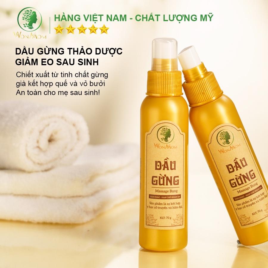 Dầu Gừng Massage Tan Mỡ Bụng Sau Sinh Wonmom 70g