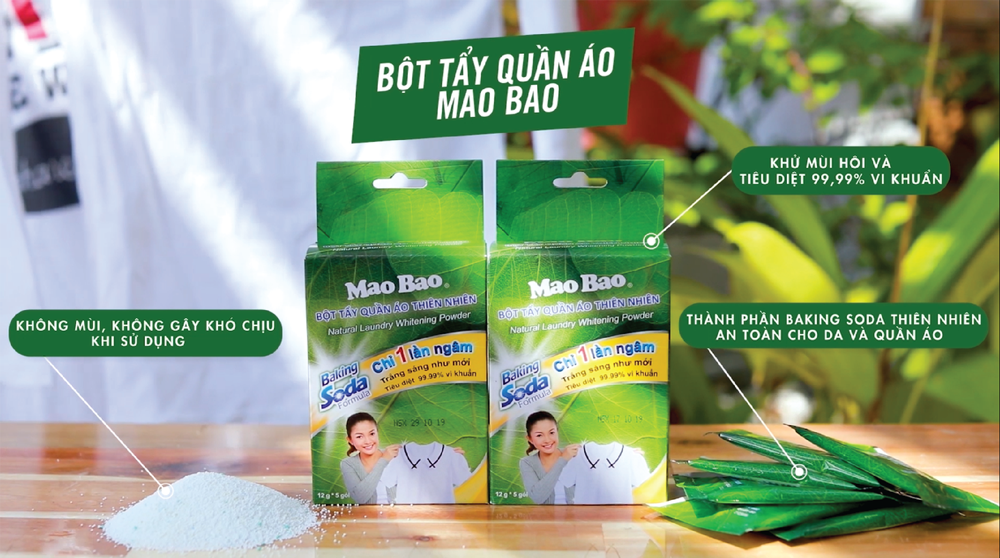 Combo 05 Hộp Chất Làm Sạch Lồng Máy Giặt Mao Bao (306g / Hộp) - Tặng 1 Hộp Bột Tẩy Quần Áo 12gx2 + 1 Chai Nước Giặt Cao Cấp 86g