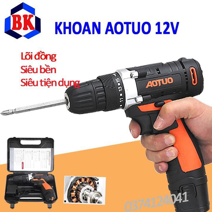 MÁY KHOAN, BẮT VÍT 2 CHIỀU AOTUO DÙNG PIN 12V0