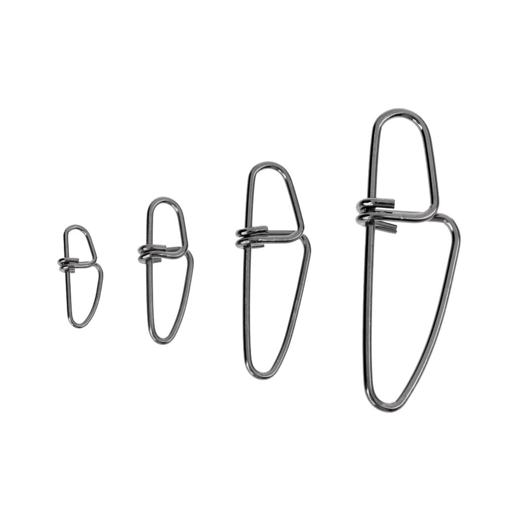 50 Pieces Fishing Lock Snap Hook Lure Connector Swivels Solid Ring Clips 0#