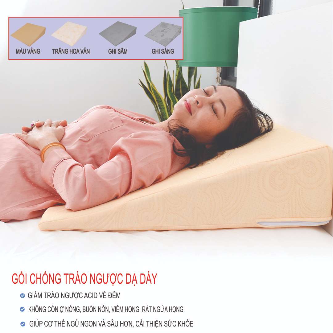 Gối chống trào ngược dạ dày người lớn AIRU- Kích thước 65*60*16cm- Chống trào ngược acid dạ dày về đêm, ợ chua, ợ hơi, chống ngáy, viêm họng mãn tính