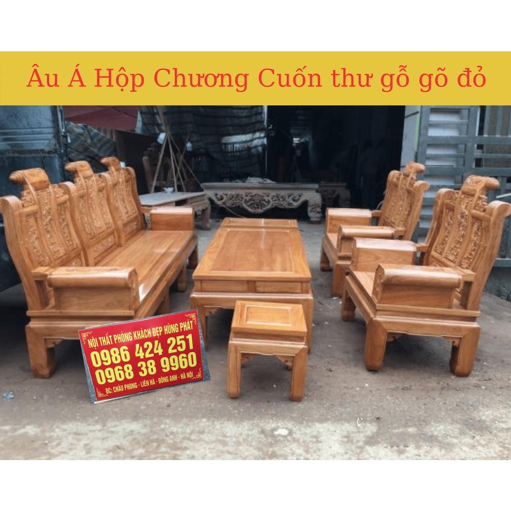 Bàn ghế Âu Á Hộp Cuốn Thư gỗ gõ đỏ