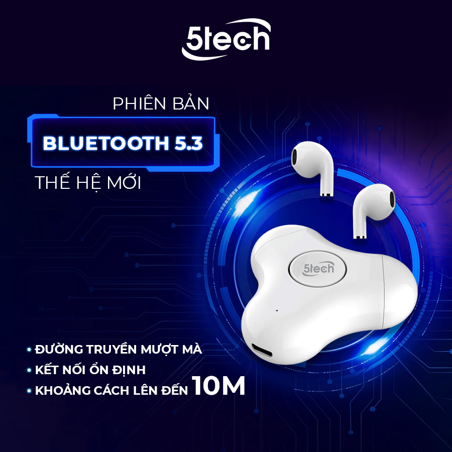 Hình ảnh Tai nghe bluetooth , tai nghe không dây 5TECH 5T226 hàng chính hãng chống nước , pin trâu tích hợp con xoay 3 cánh giúp xả stress , giảm căng thẳng mệt mỏi