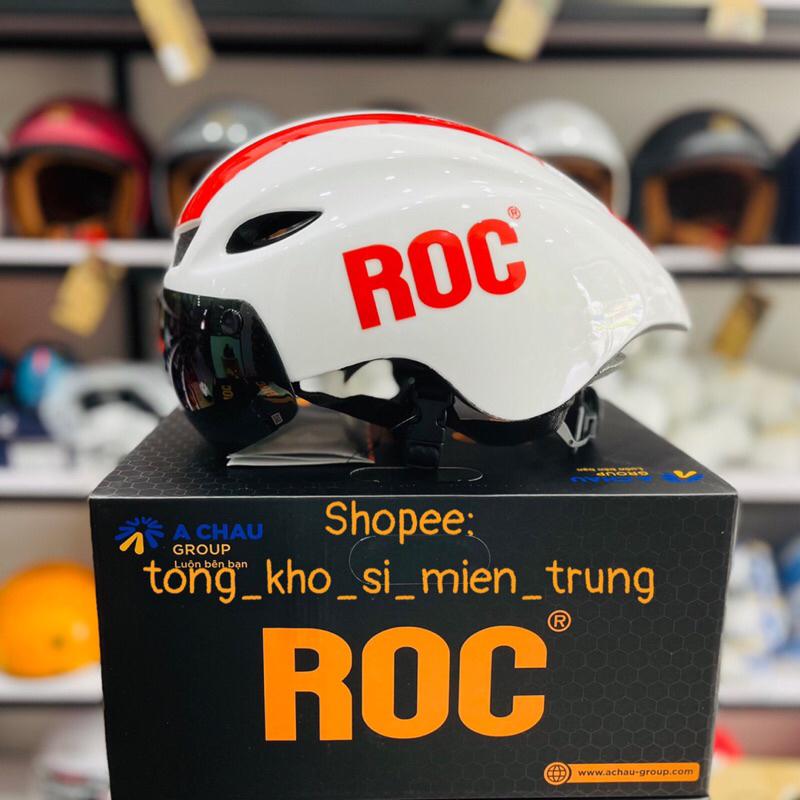 Mũ bảo hiểm thể thao kính hít nam châm ROC R16 đen bóng hồng cao cấp chính hãng giá rẻ đi xe đạp nam nữ thời trang mới