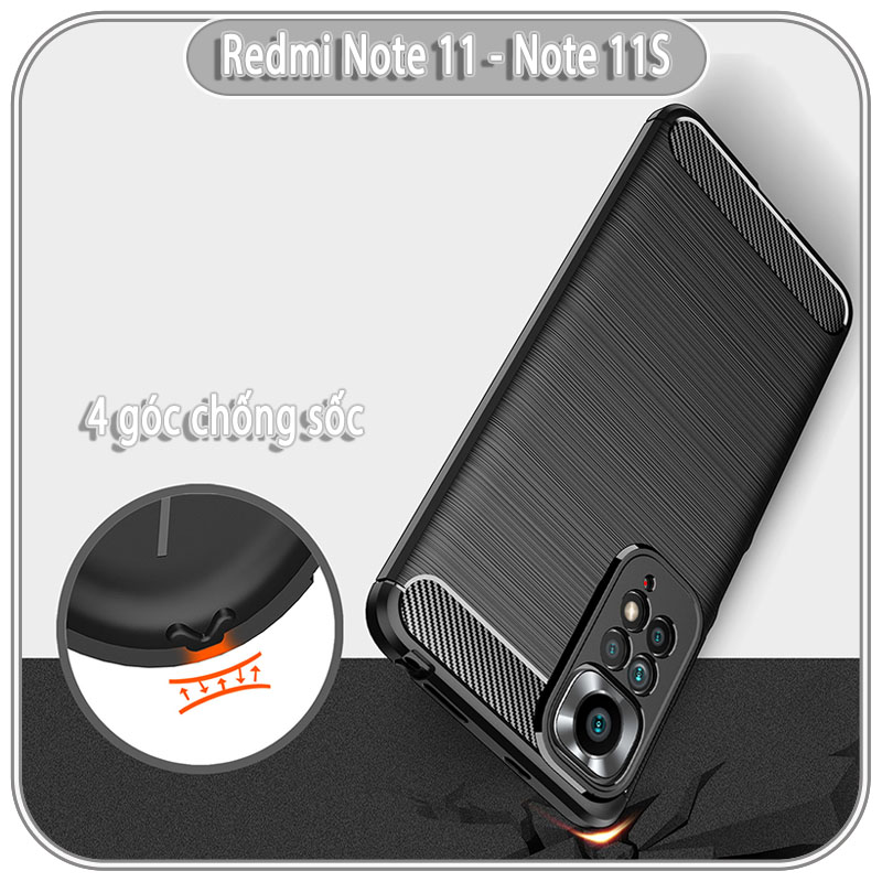 Ốp lưng cho Xiaomi Redmi Note 11 - Note 11S, vân phay xước, hạn chế bám vân tay, 4 góc chống sốc