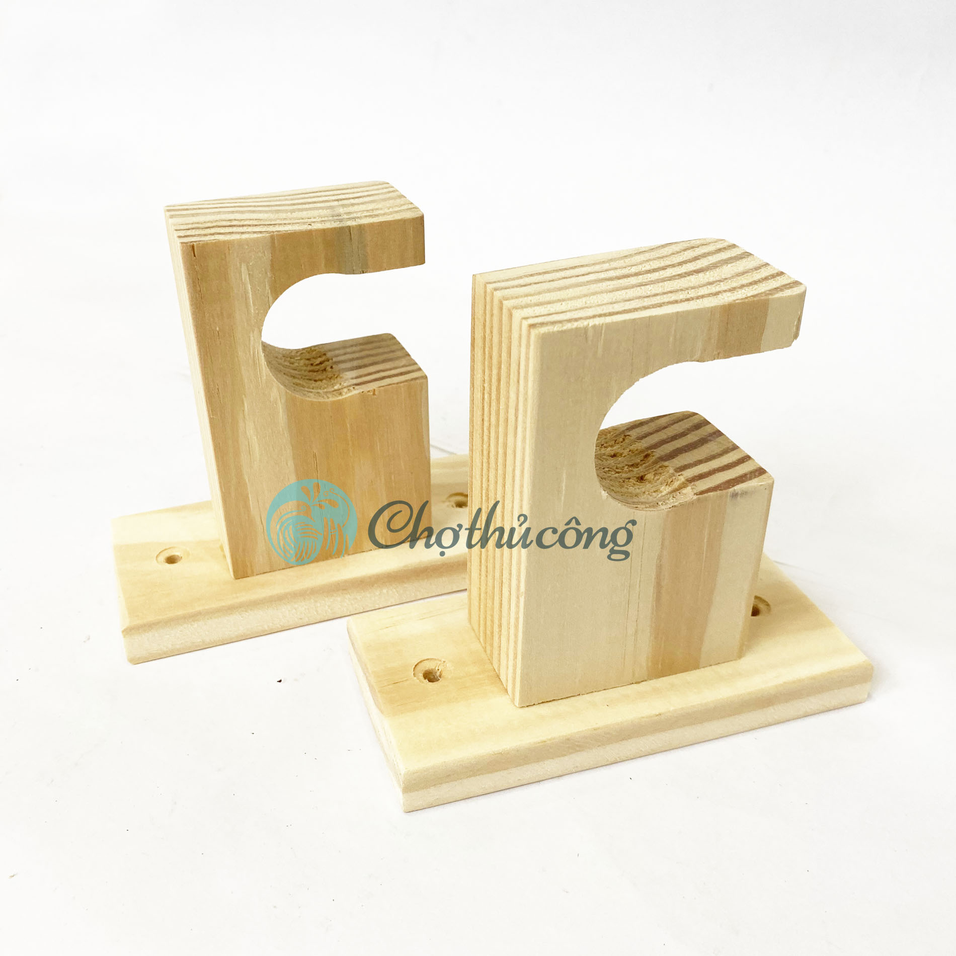 Trọn bộ phụ kiện treo rèm gỗ thông gồm thanh treo rèm gỗ 1-1m6 có chốt chặn trượt + bát đỡ bán nguyệt - Phụ kiện rèm cửa trang trí
