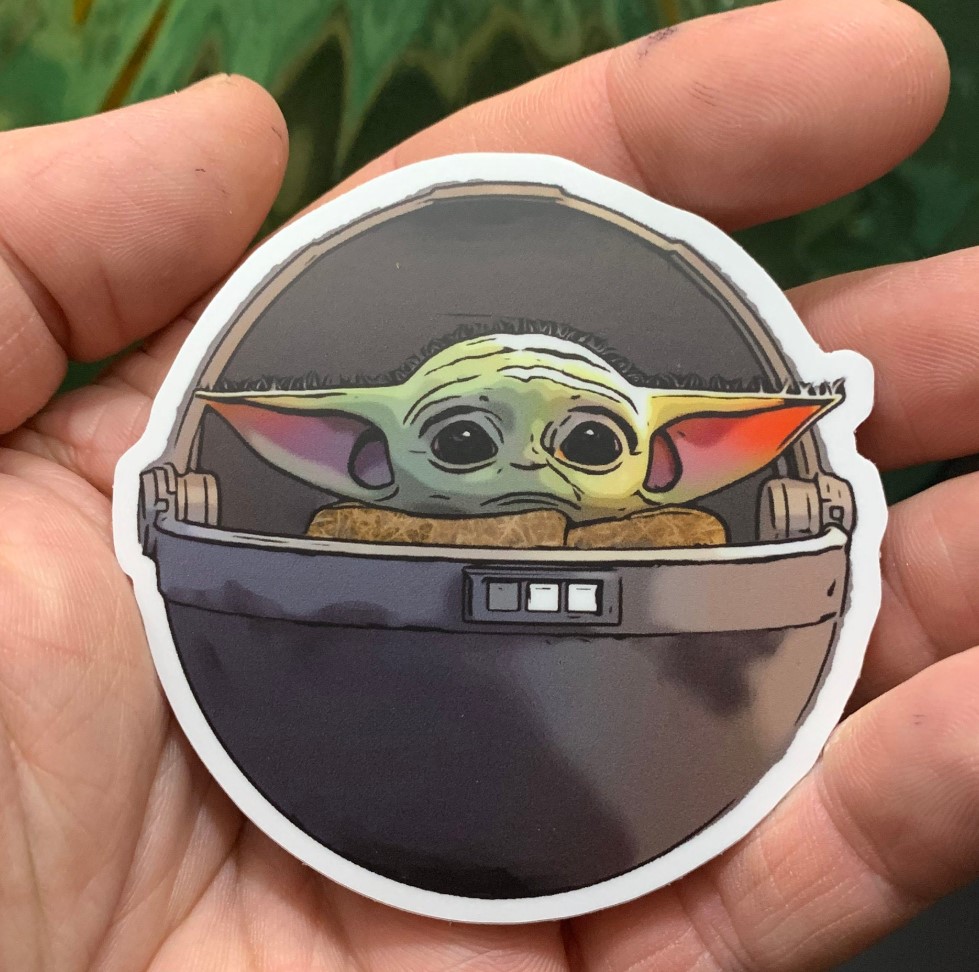 Set 60 Sticker Baby Yoda ảnh decal hình dán ép lụa