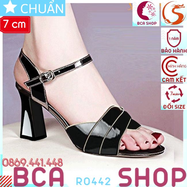Giày cao gót nữ 7p RO442 ROSATA tại BCASHOP hở mũi, quai cài ôm cổ chân, bề mặt giày tạo vân thời trang - màu đen