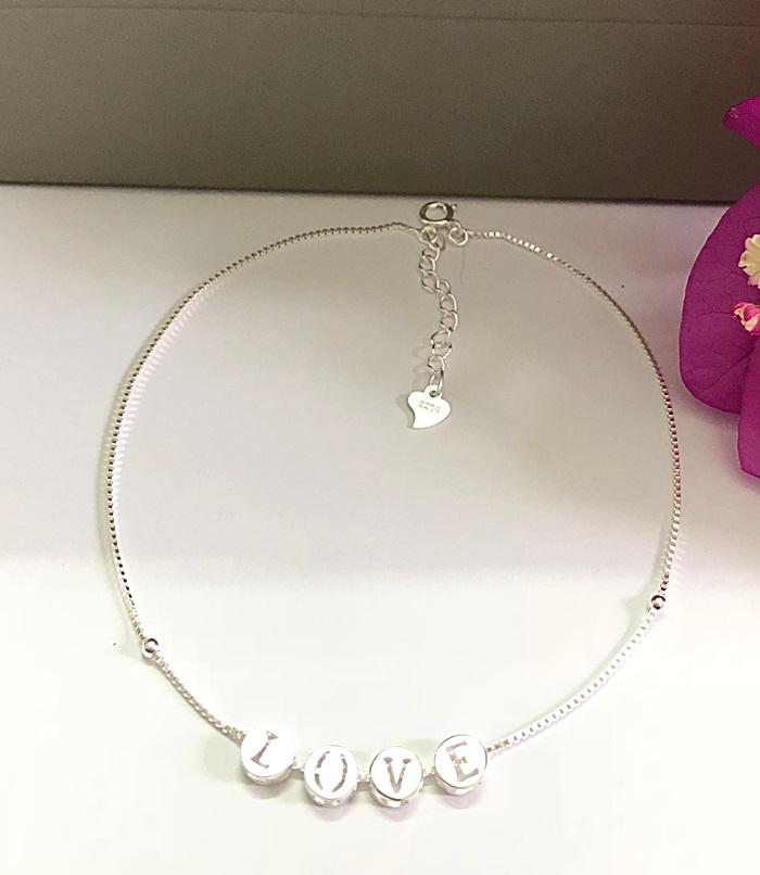 Lắc chân bạc nữ trang sức bạc Ý S925 Huệ Ngân - LOVE RYBJ50053