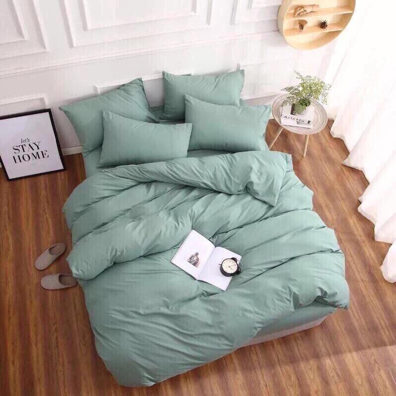 Bộ chăn ga Hàn Quốc Basic xanh lam