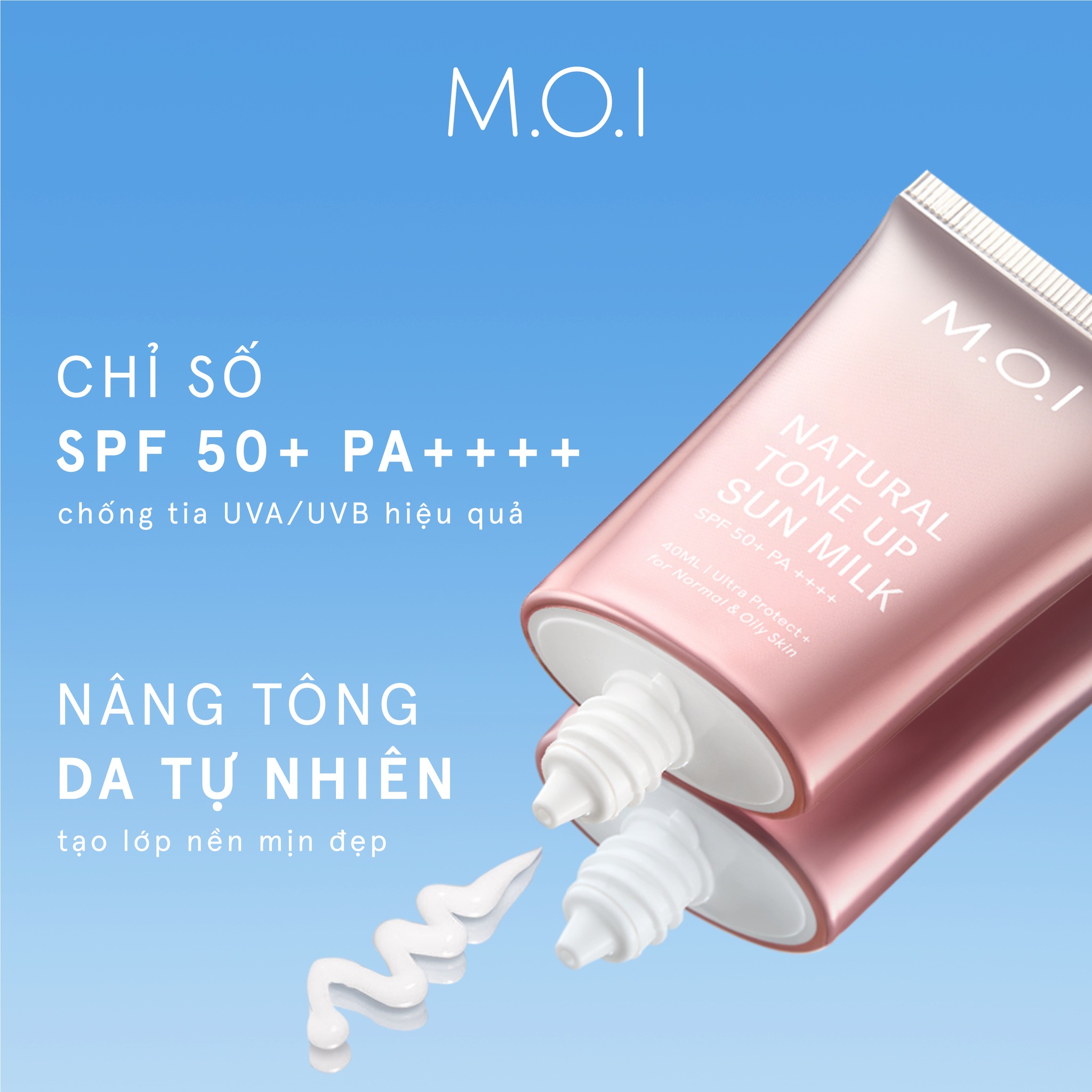 Kem chống nắng Nâng tông M.O.I Natural Tone Up Sun Milk 40ml