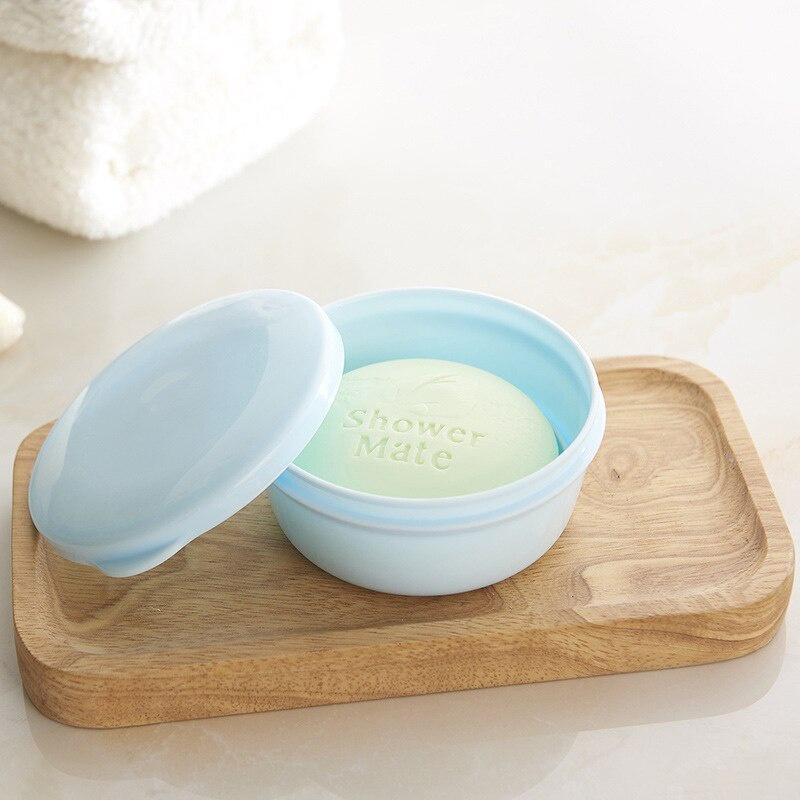 Soap Box Creative Travel Sealed Soap Holder Portable Round Handmade Soap Rack Double Layer Plastic Bathroom Soap Box