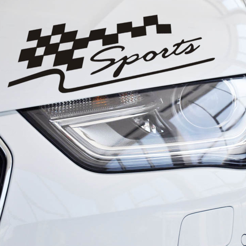 Sports - Đen - Sticker transfer hình dán trang trí Xe hơi Ô tô size 27x9cm
