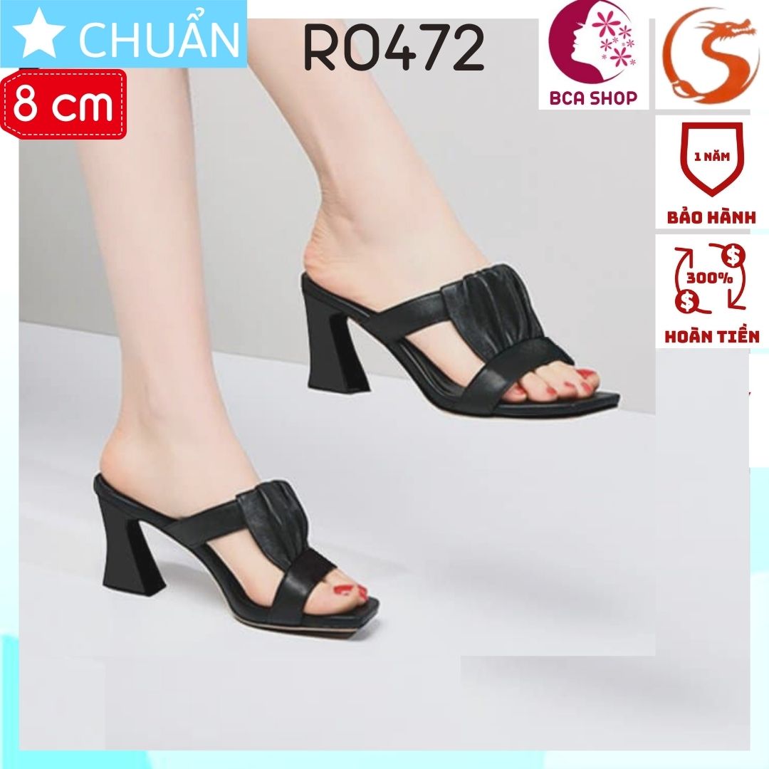 Giày cao gót nữ hở mũi cao 8 phân RO472 ROSATA tại BCASHOP quai ngang phối lưới cách điệu, thời trang - màu đen