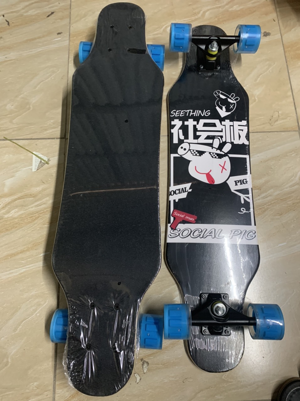 Ván trượt Phát Sáng Dài 80*20cm Thể Thao Mặt Nhám Mẫu LONGBOARD Cao Cấp