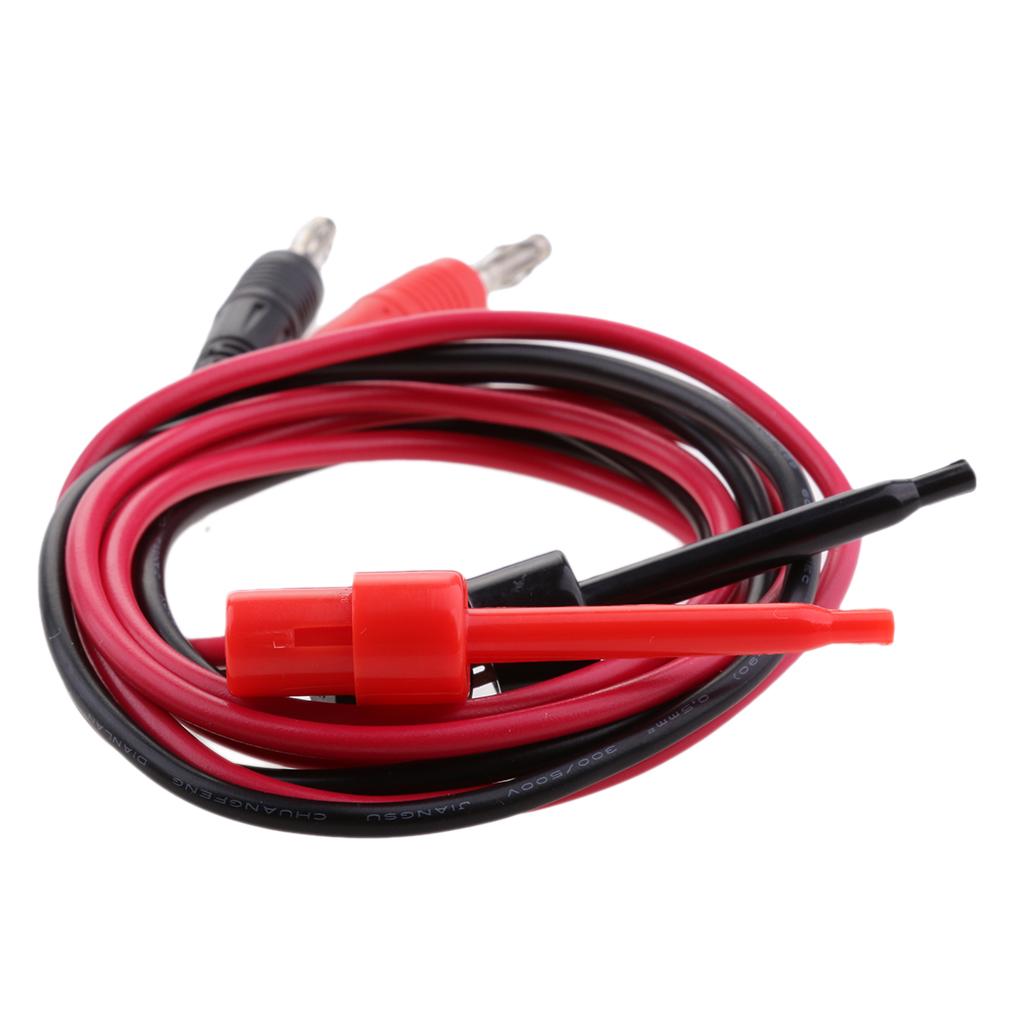 2Pcs 4mm Banana Plug to Medium Test Hook Clip Cable for Electrical Testing