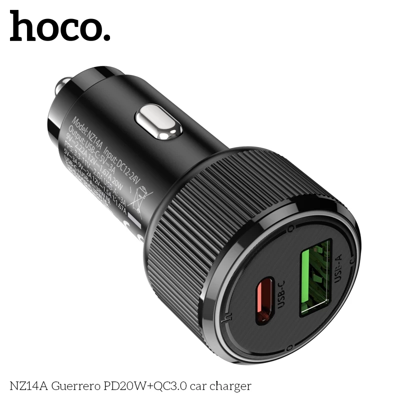 Tẩu sạc 20W (Type C + USB) Hoco NZ14a sạc nhanh cho điện thoại Samsung/ iP/ Xiaomi _ Hàng chính hãng
