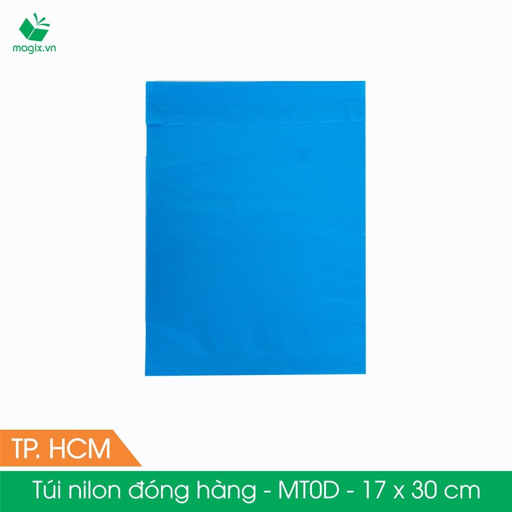 MT0D - 17x30 cm - Túi nilon gói hàng - 300 túi niêm phong đóng hàng màu xanh dương