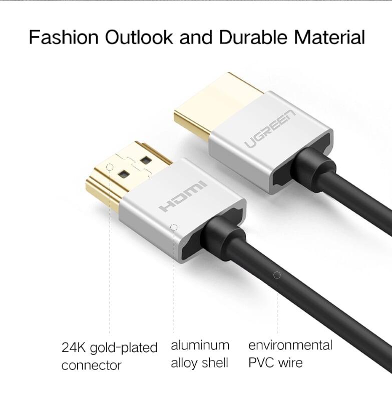 Ugreen UG30478HD117TK 2M màu Bạc Cáp tín hiệu HDMI chuẩn 2.0 sợi siêu nhỏ cao cấp - HÀNG CHÍNH HÃNG