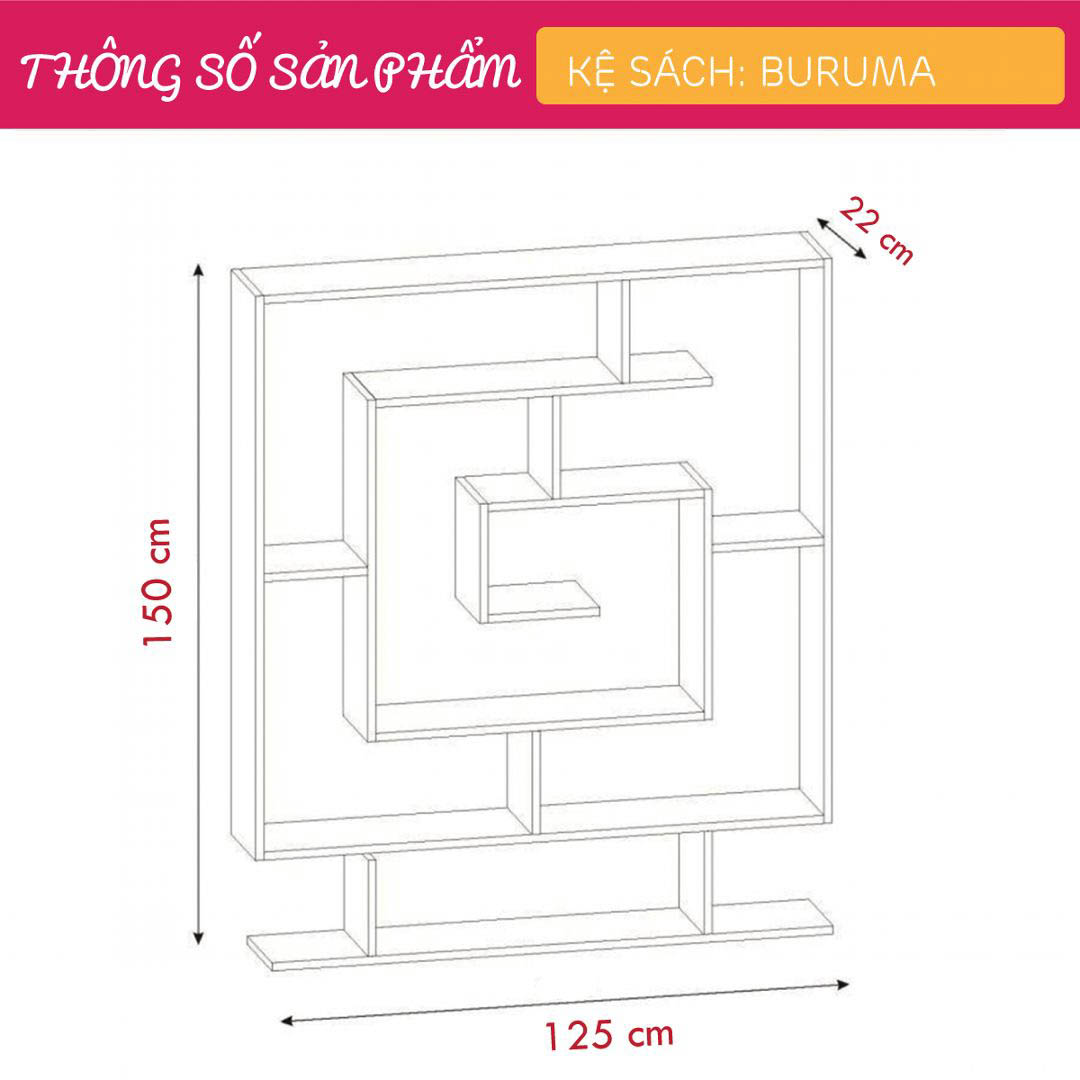 Giá sách phong cách hiện đại SMLIFE Buruma