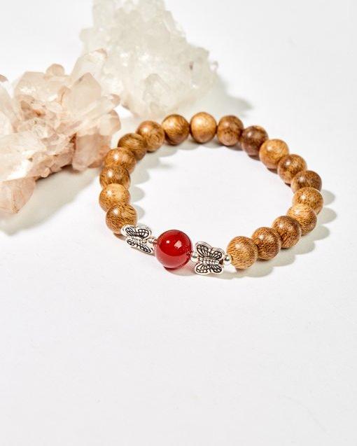 Vòng Tay Trầm Hương Mix Đá Phong Thuỷ Mệnh Hoả Charm Bạc 925 Thuỷ Mệnh Hoả