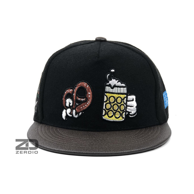 Nón hiphop, Mũ snapback nam nữ SN50 màu đen lưỡi da vải cotton dày cao cấp