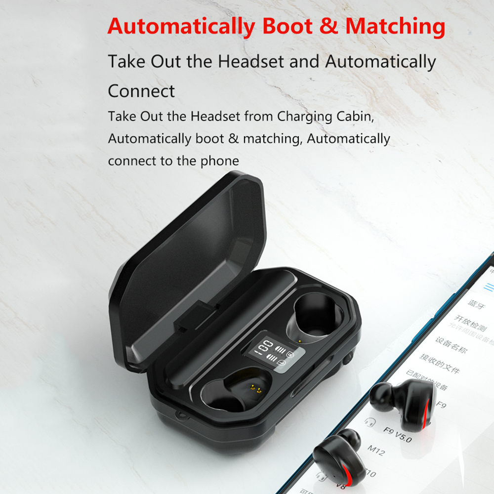 Tai Nghe Không Dây M15 TWS BT5.0 IPX7 Chống Thấm Nước Hộp Sạc 2000mah