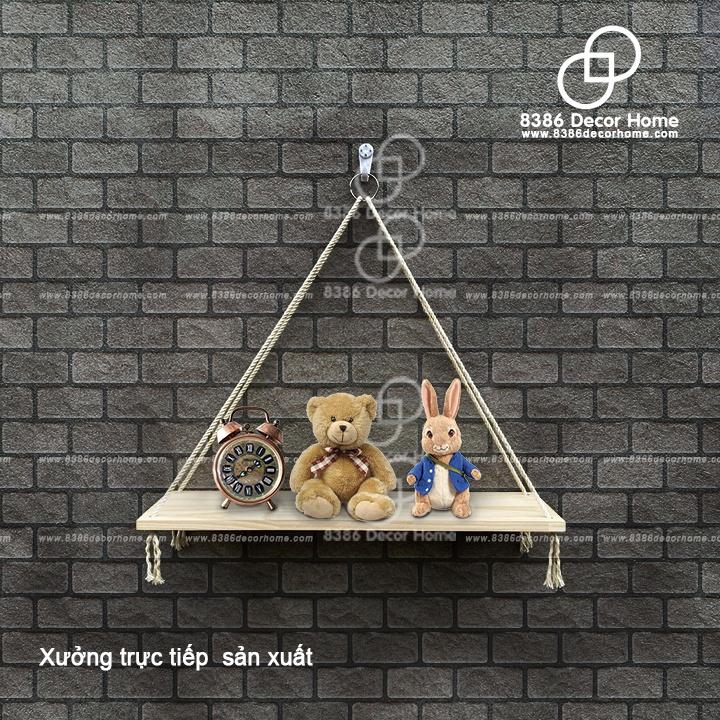 Kệ gỗ treo tường nhiều kích thước, gỗ thông decor