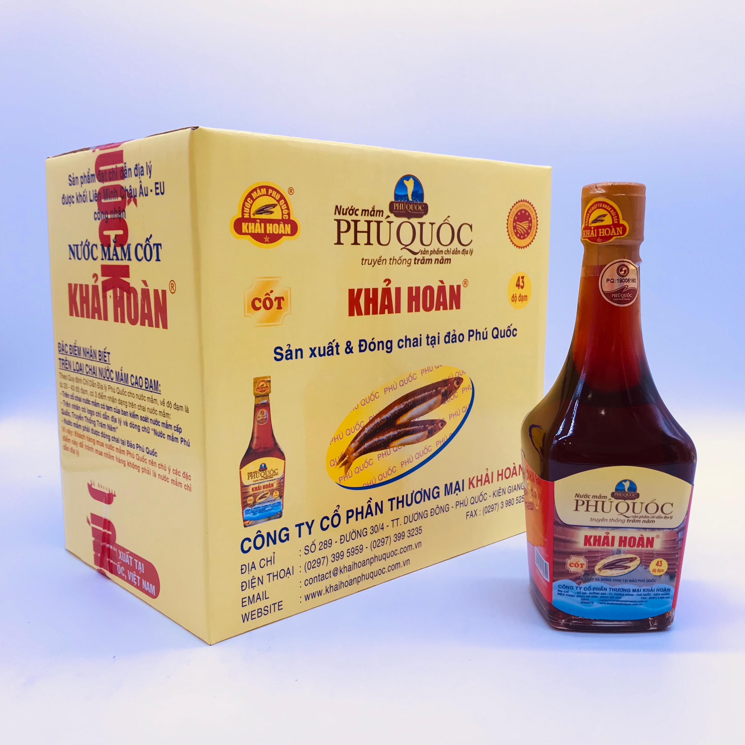 Nước mắm Khải Hoàn Phú Quốc 43 độ đam 215ml thùng 6 chai