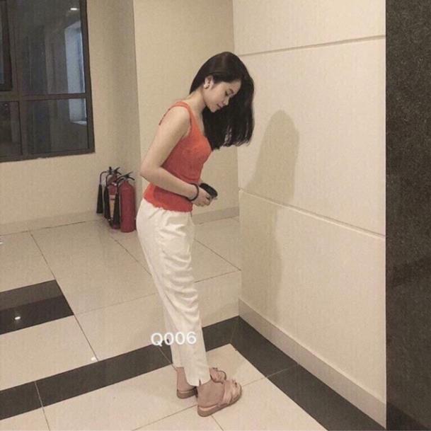 Quần baggy đũi chun lạnh xẻ gấu cách điệu