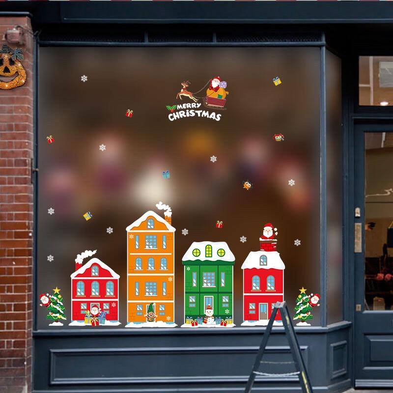 Decal trang trí Noel - Thành Phố lớn sắc màu đón giáng sinh