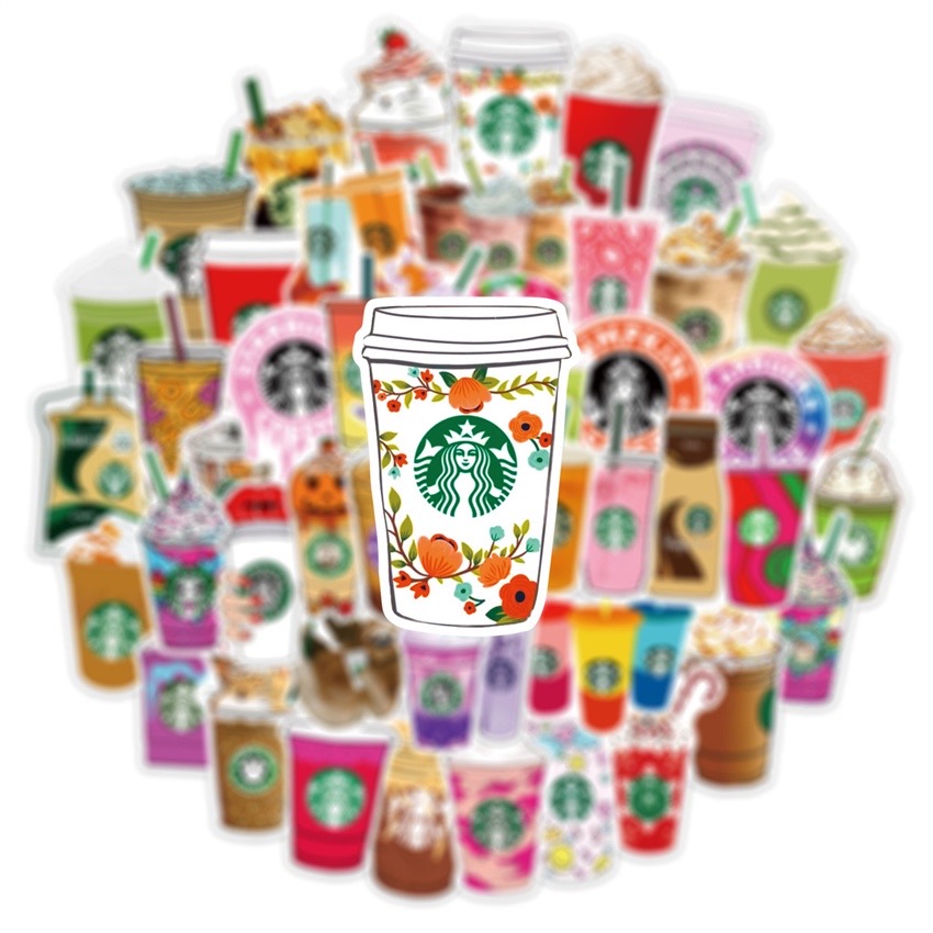 Bộ 50 Sticker nhãn dán Coffee đáng yêu ngọt ngào