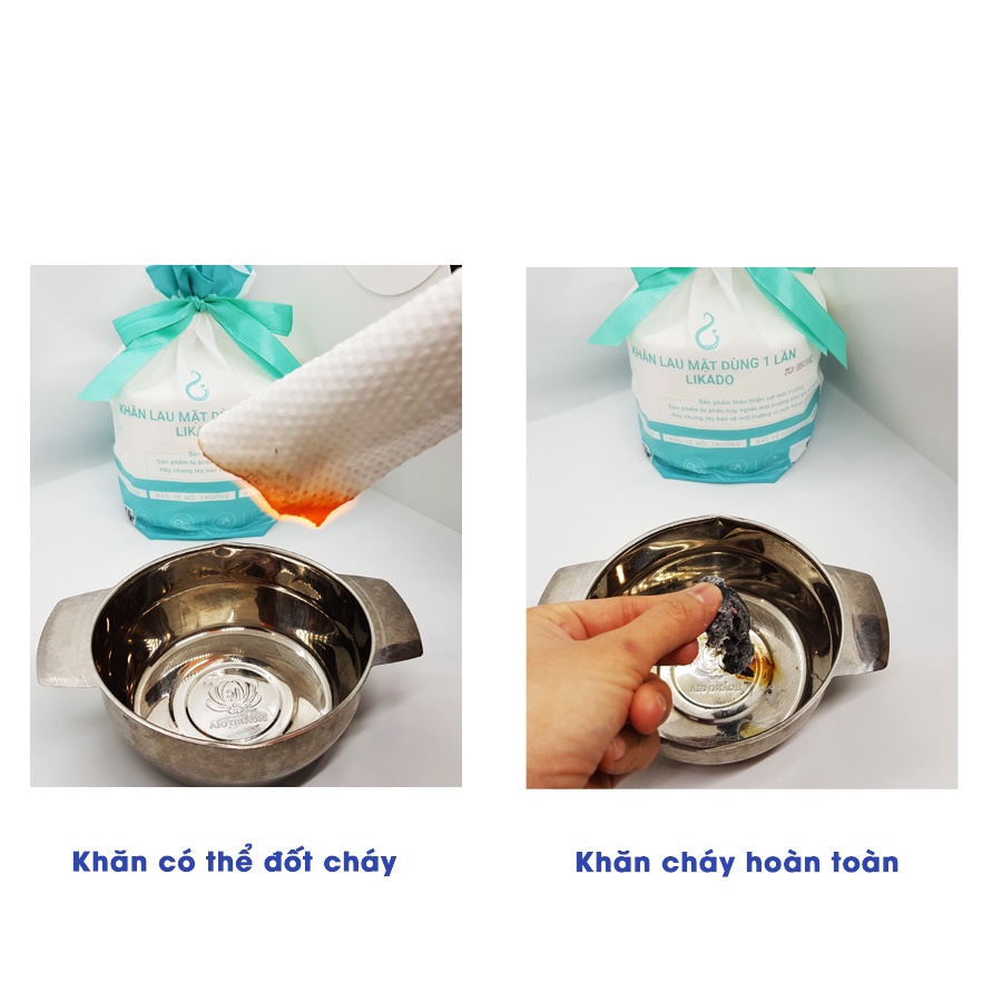 Hình ảnh Khăn lau mặt dùng 1 lần Likado cho trẻ em và ngưới lớn kt 20*20cm( 1 cuộn 50 khăn)