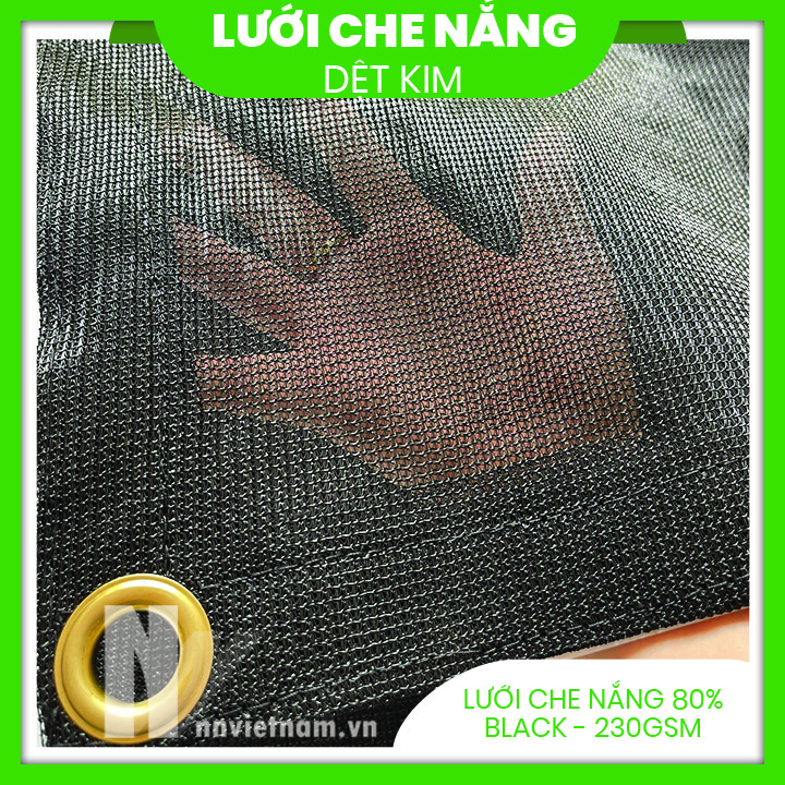 LƯỚI CHE NẮNG 80% MAY KHUY VIỀN - MÀU ĐEN - SIZE 3M X 3M