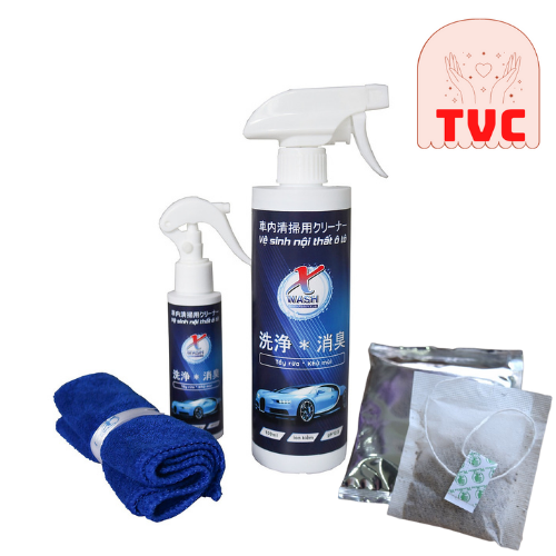 Combo 2 Chai Xwash For Car - Giúp Vệ Sinh Ô Tô Sạch Sẽ, Nhanh Chóng Tặng Kèm Khăn Lau Xe và Gói Trà Túi Lọc Wonmon