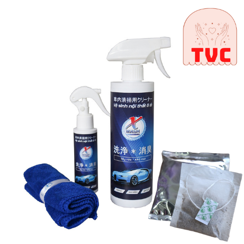 Combo 2 Chai Xwash For Car - Giúp Vệ Sinh Ô Tô  Sạch Sẽ, Nhanh Chóng Tặng Kèm Khăn Lau Xe và Gói Trà Túi Lọc Wonmon