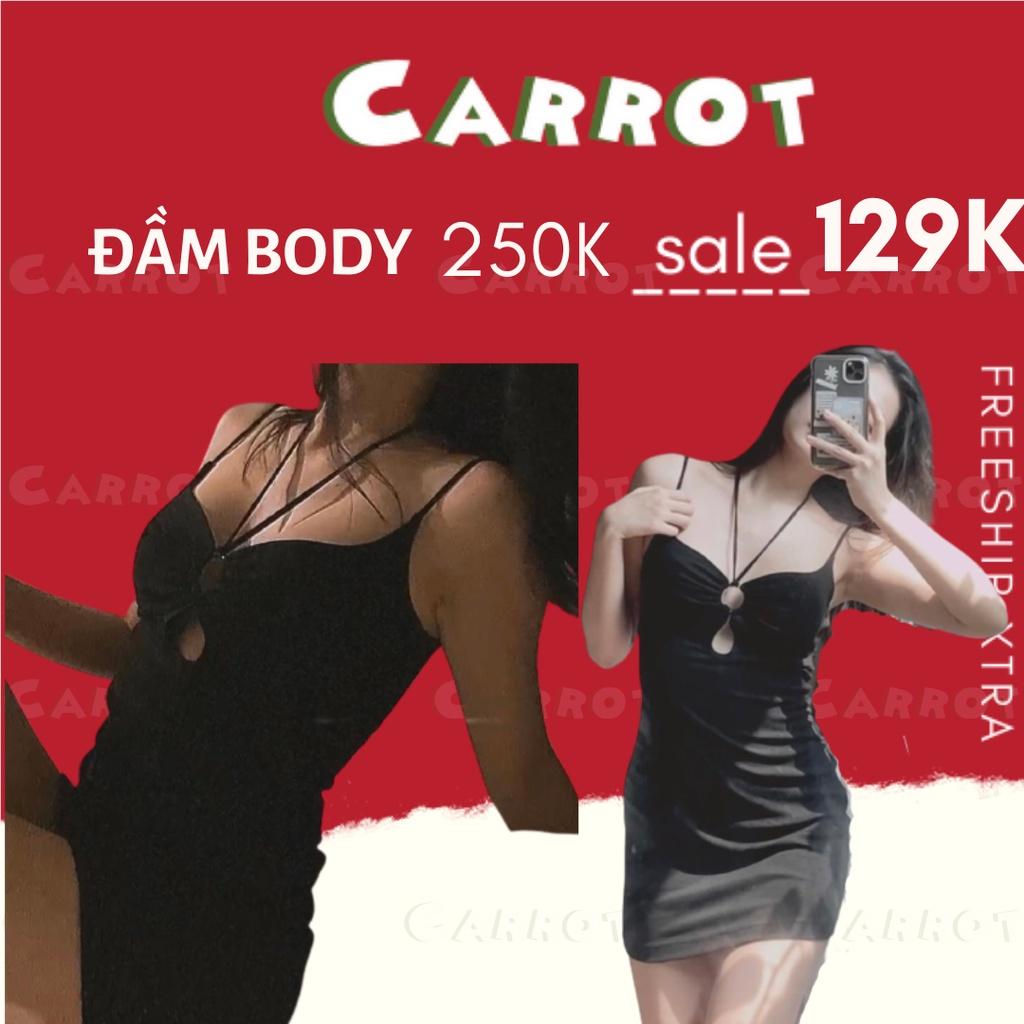 Đầm body sexy 2 dây hở ngực váy thiết kế ôm đen cut-out thun thời trang nữ sang chảnh carrotxinhdep- 62
