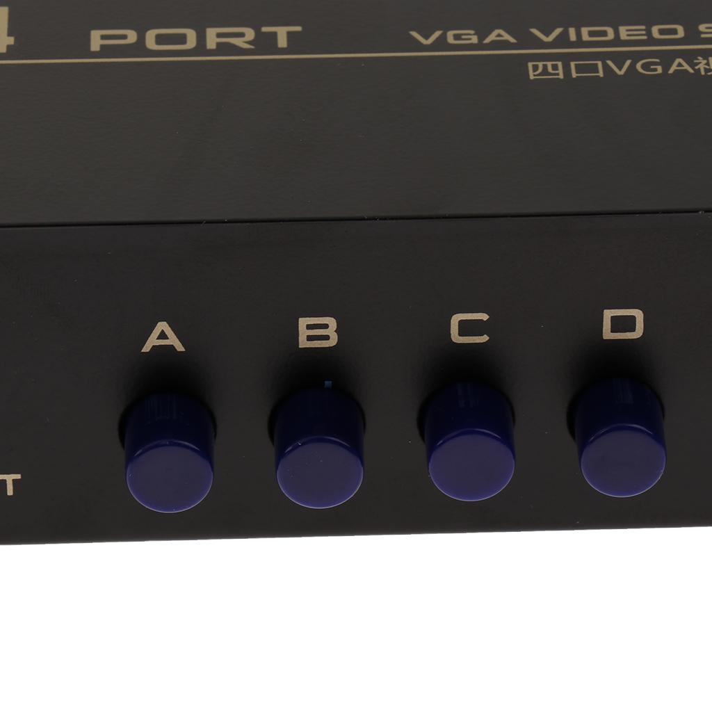 4 Port VGA Switch Video Manual Switcher Box 4 x 1 Selector 4 PC In 1 Out