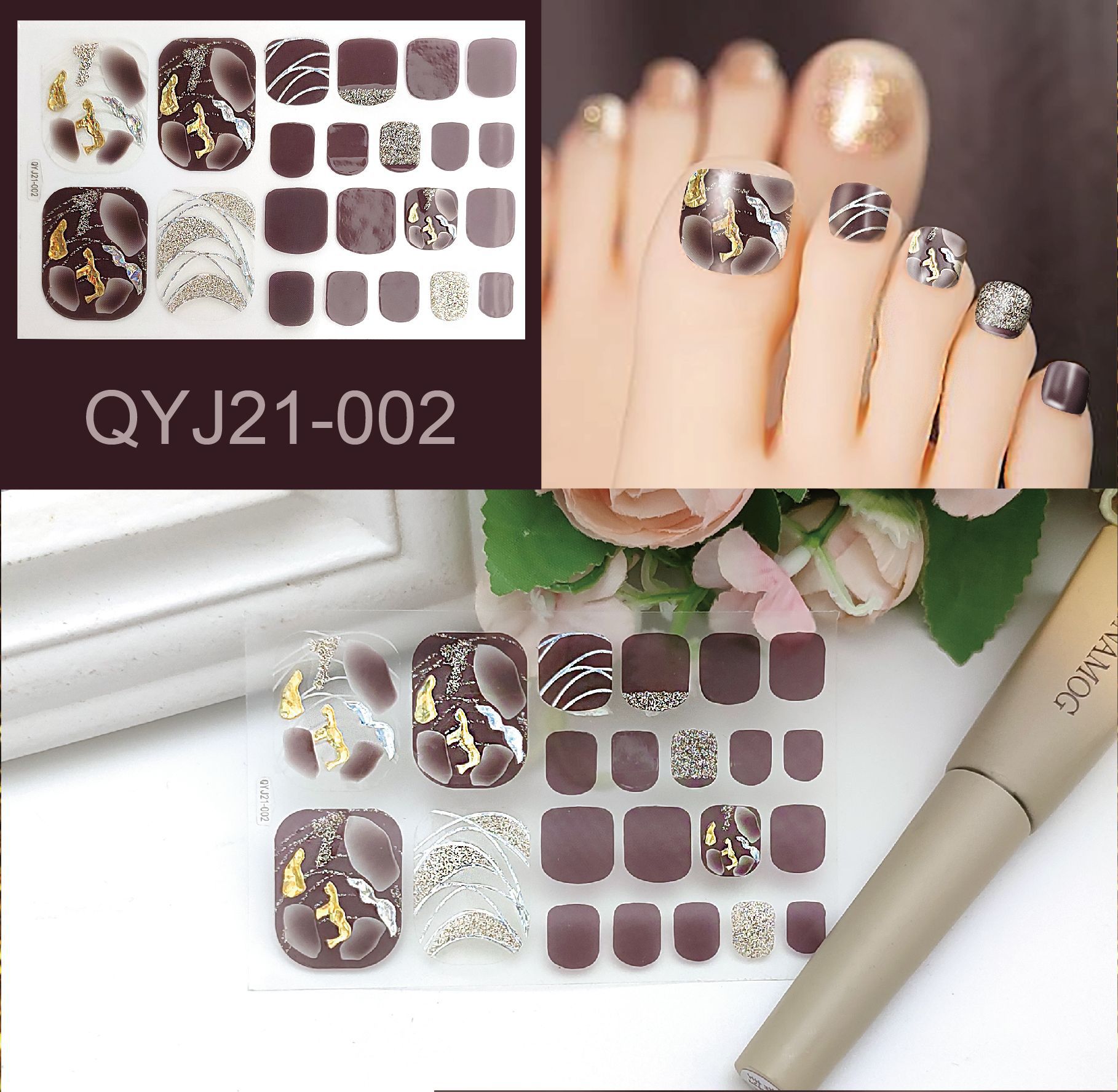 Miếng dán móng chân - Sticker dán móng chân 3D không thấm nước