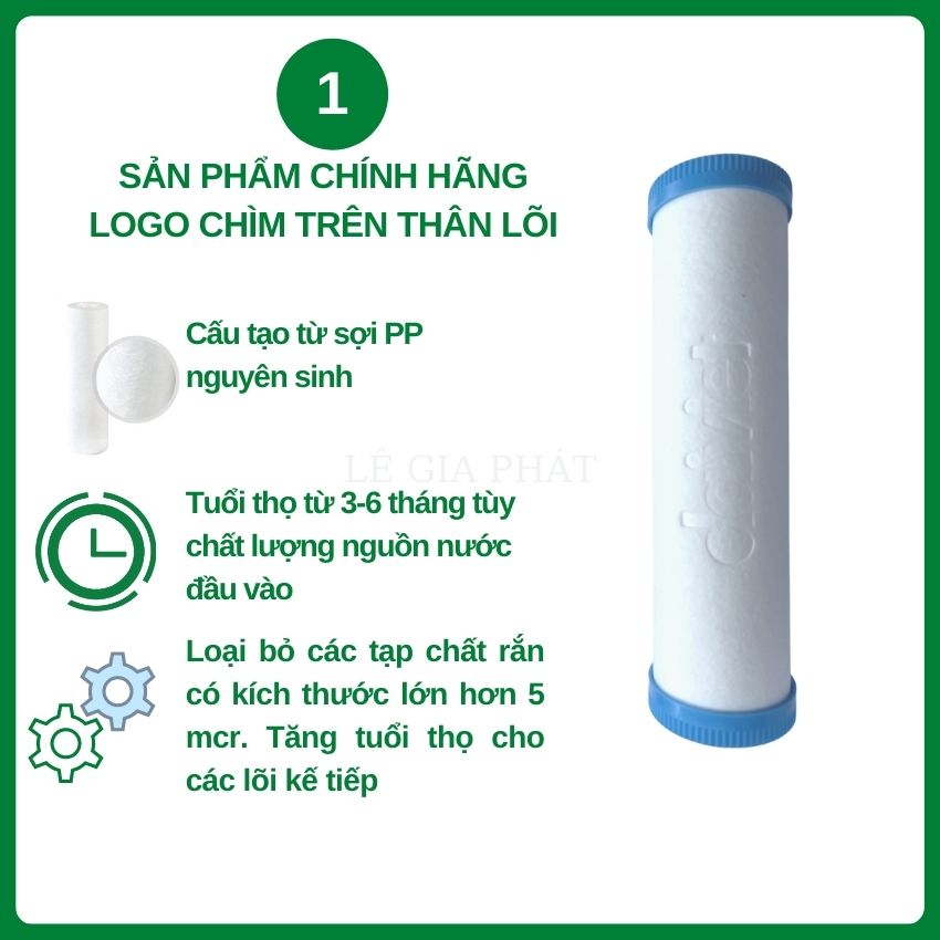 Combo 3 Lõi Lọc Nước Thô 1-2-3 Hàng Chính Hãng