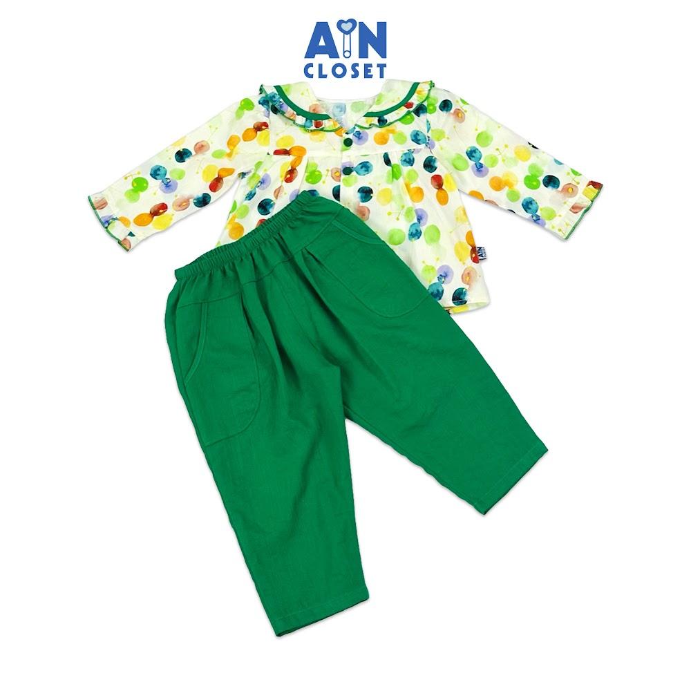 Bộ quần áo Dài bé gái họa tiết Bong Bóng Xanh cotton - AICDBG3BZYOW - AIN Closet