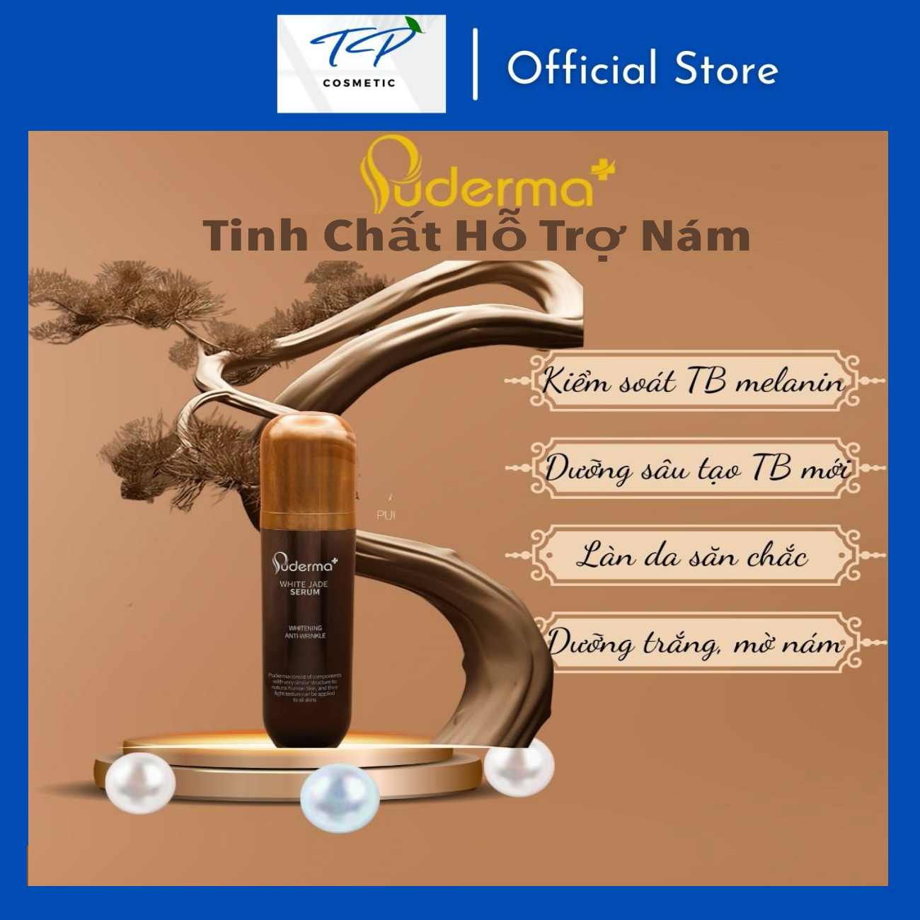 Tinh chất dưỡng hỗ trợ xóa nám Puderma White Jade Serum 50 ml : dưỡng trắng, mờ nám, tàn nhang, tái tạo những tế bào mới, đem lại khả năng trẻ hóa cao, dưỡng trắng, mờ nám, tàn nhang, làm săn chắc làn da.