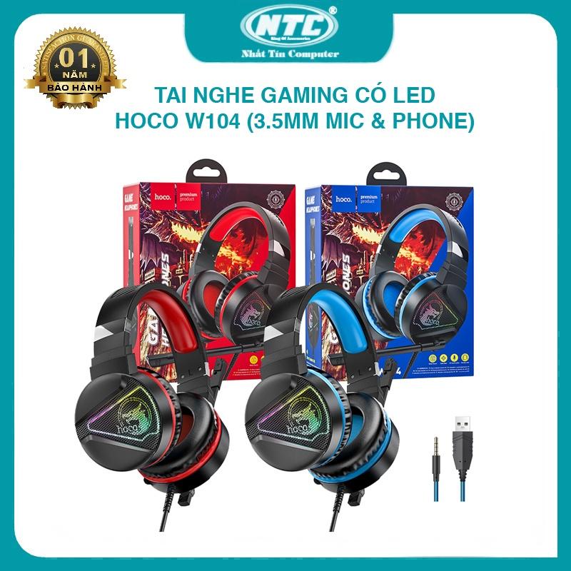 Tai nghe gaming dành cho Hoco W104 GAME led RGB - tích hợp mic và phone trên 1 jack 3.5mm (nhiều màu) - Hàng Chính Hãng